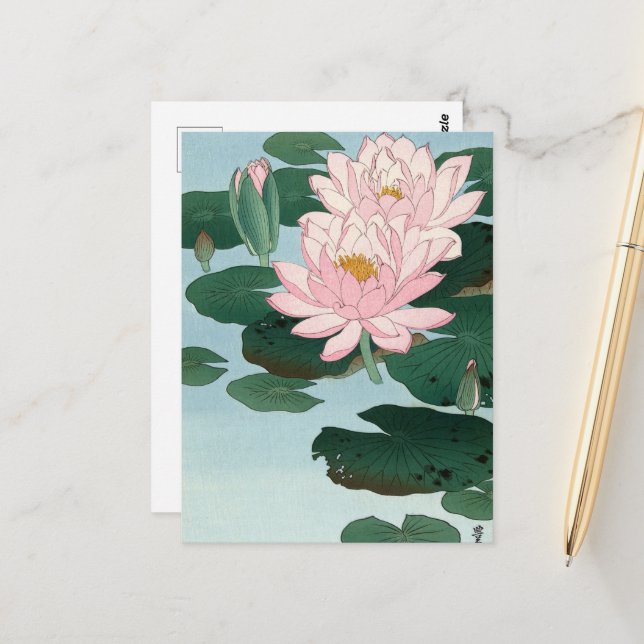 Gewässer von Ohara Koson Postkarte (Vorderseite/Rückseite Beispiel)