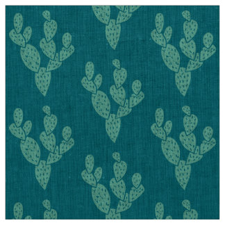 Gewebe: Aquamarine Cacti Naturstoffe Stoff