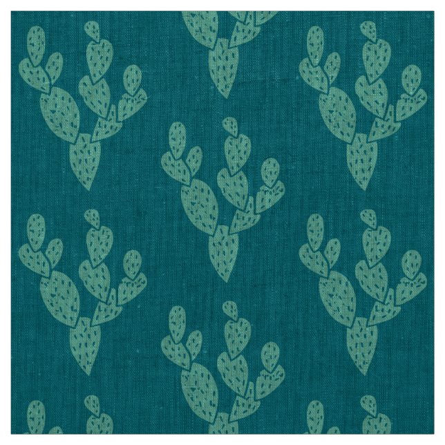 Gewebe: Aquamarine Cacti Naturstoffe Stoff (Muster)