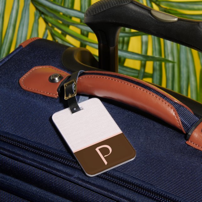 Gewebe aus Elfenbein, rosa und braun Gepäckanhänger (Vorderseite Insitu 1)