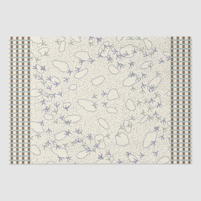 Gewebe aus Karierten Vogelspuren und Seetang Seidenpapier (Vorderseite)