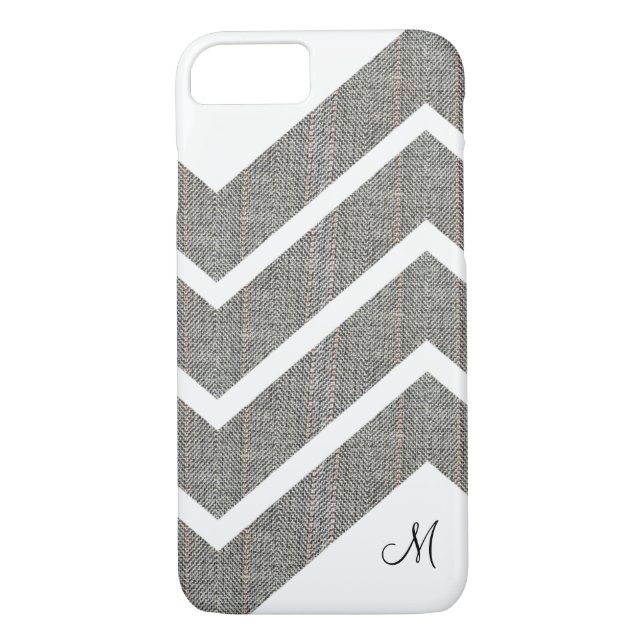 Gewebe-Denim-Zickzack Monogramm iPhone 7/8 Hüllen (Rückseite)