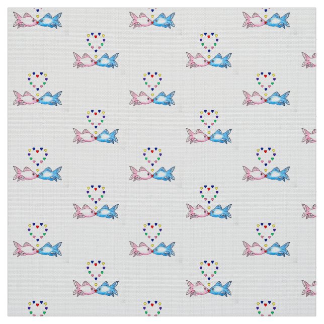 Gewebe: "Fische" mit Herzen küssend Stoff (Muster)