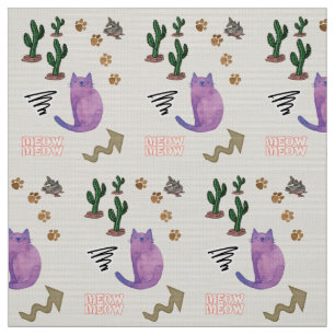 Gewebe, Katzenkaktus, Meow Paws Stoff