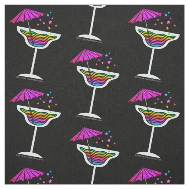 GEWEBE - MARGARITA-GLAS mit Cocktail-Regenschirm Stoff (Muster)