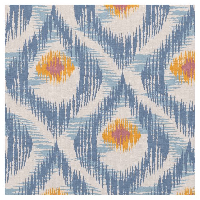 Gewebe mit blauem ikat Muster Stoff (Nahaufnahme)