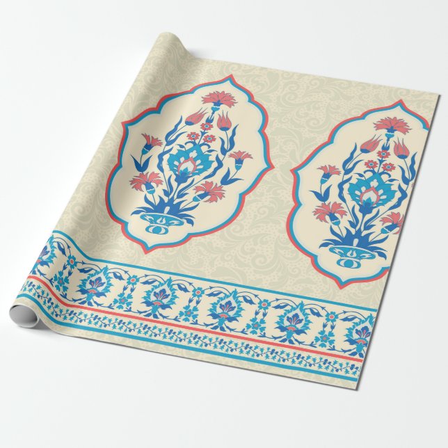 Gewebe mit Blumen nahtlos im ethnischen Stil Geschenkpapier (Ungerollt)