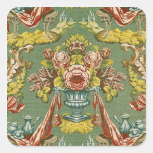 Gewebe mit einem wiederholenden Blumenmotiv Quadratischer Aufkleber
