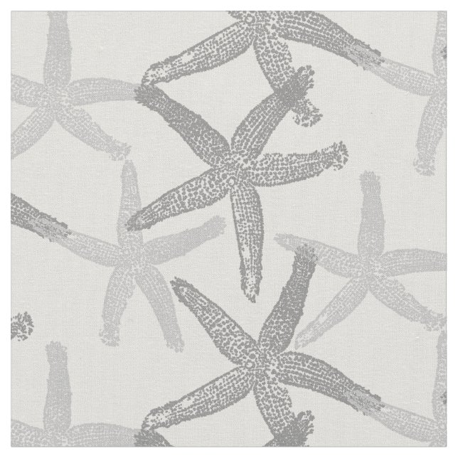 Gewebe Nautische Seesterne abstrakt grau Stoff (Nahaufnahme)