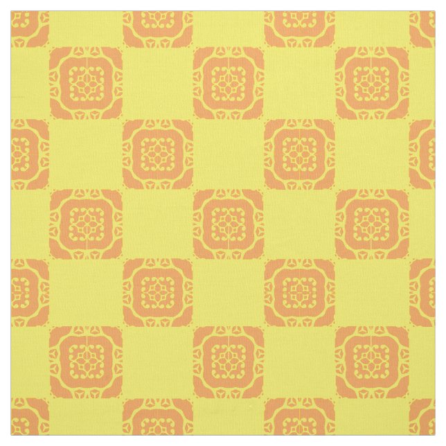Gewebe - Orangefarbene Tile Stoff (Muster)