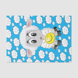 Gewebe Papier Schafe Sun Wolken Blue