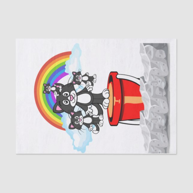Gewebe Papier schwarze Katzen Regenbogen (Vorderseite)