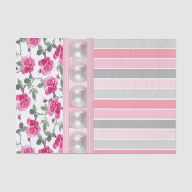 Gewebe Papierblütenrosa Streifen Seidenpapier (Vorderseite)