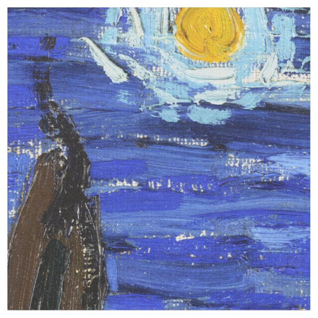 Gewebe sternenklare Nachtvan gogh Imopressionism Stoff (Nahaufnahme)