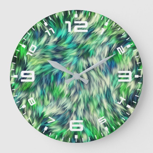 Gewebe Textur Grüne Pelze Design-68745 Große Wanduhr (Vorderseite)