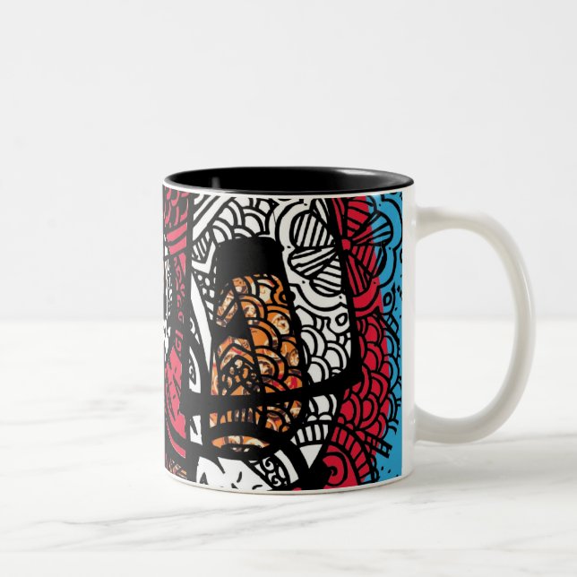 Gewebe und Malerpinsel Zweifarbige Tasse (Rechts)