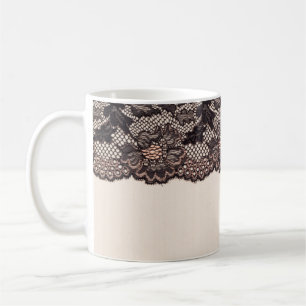 Gewebe und Spitzen für den Hintergrund Kaffeetasse