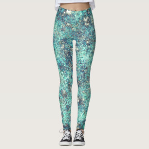 Gewebe von Fäden oder schwammares zyanblau und gra Leggings