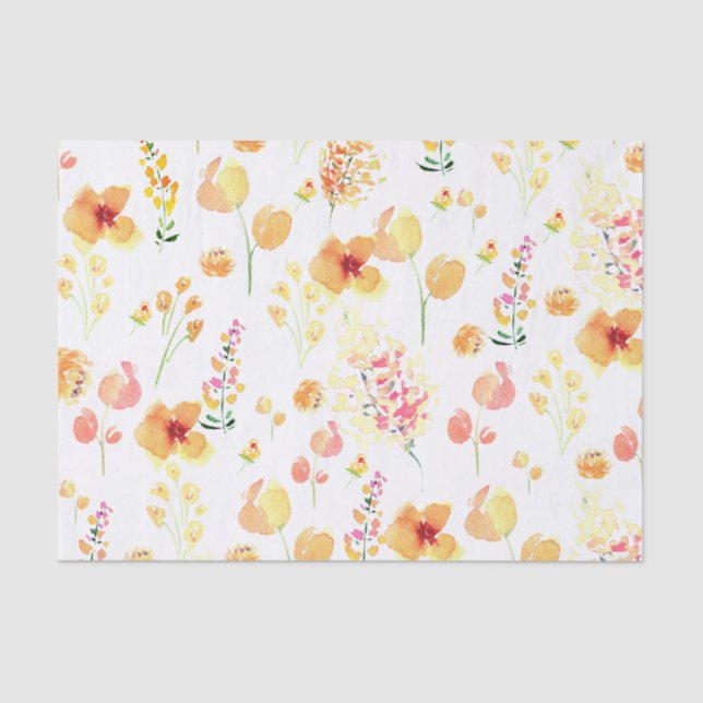 Gewebepapier - Blume mit leuchtenden Aquarellen Seidenpapier (Vorderseite)