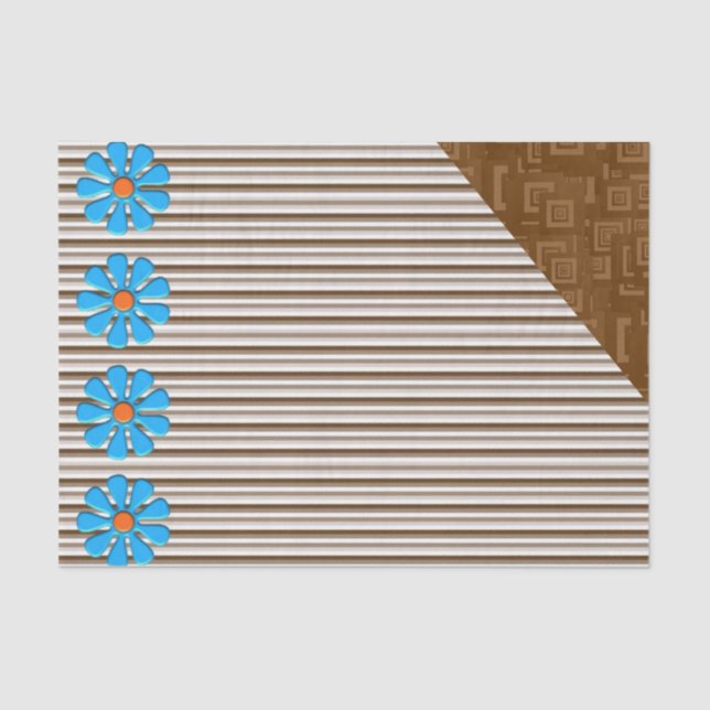 Gewebepapier, braune Streifen, floral Seidenpapier (Vorderseite)