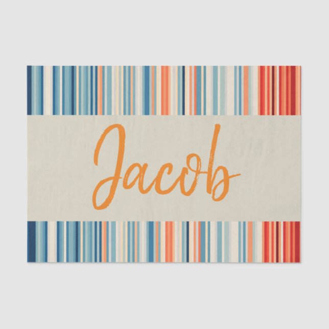 Gewebepapier Farbige orangefarbene Streifen Seidenpapier (Vorderseite)