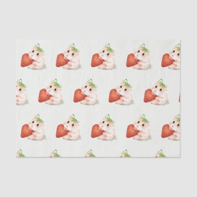 Gewebepapier-HAMSTER MIT STRAWBERRY Seidenpapier (Vorderseite)