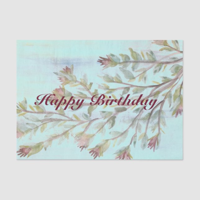 Gewebepapier mit Aquarellblumen in Burgund Seidenpapier (Vorderseite)