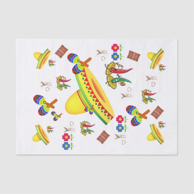 Gewebepapier Sombrero Hot Paprikaschoten Blumenmus Seidenpapier (Vorderseite)