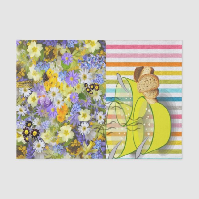 Gewebepapier Streifen Blumensuppe Seidenpapier (Vorderseite)