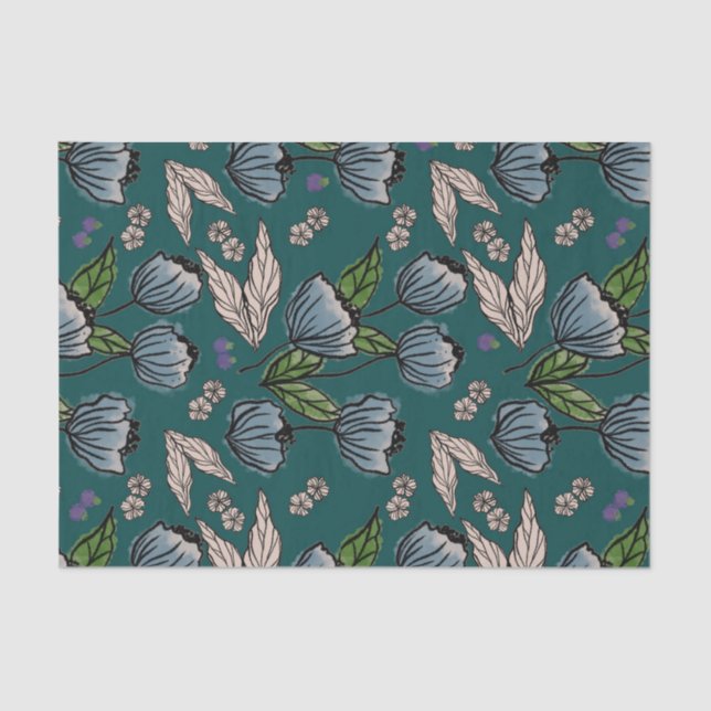 Gewebepapier - Tief Aquamarin Seidenpapier (Vorderseite)