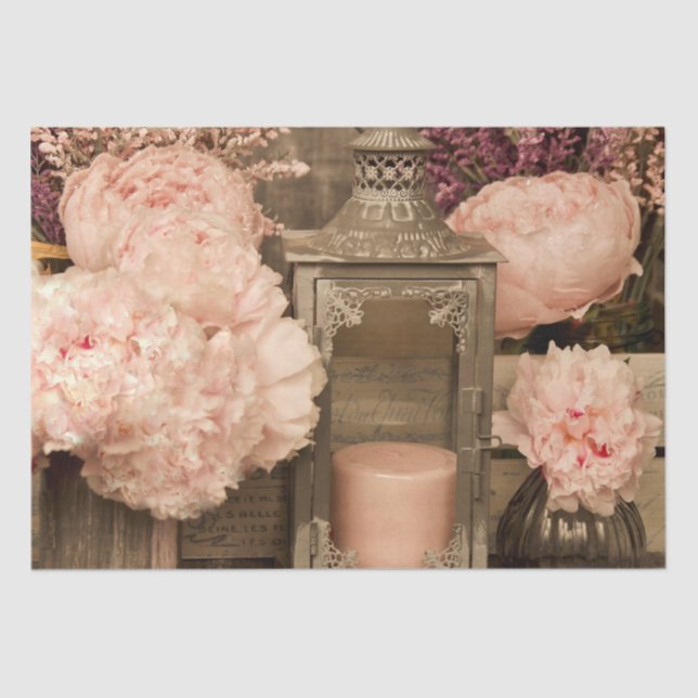 Gewebewrap Qty 2 Peonies, Lanterns und Crates Seidenpapier (Vorderseite)