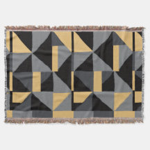 Gewebte Decke Geometrie Schwarz, Grau und Gold