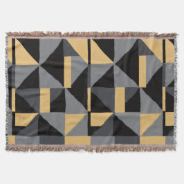 Gewebte Decke Geometrie Schwarz, Grau und Gold