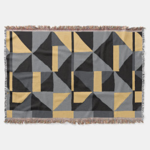 Gewebte Decke Geometrie Schwarz, Grau und Gold