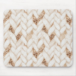 Gewebter cremefarbener Kunststoff Gold Glitter Mousepad