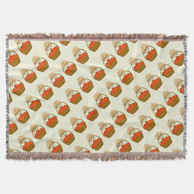 Gewebter🍂 Kürbis- und Herbstweizenkorb Decke (Vorderseite)