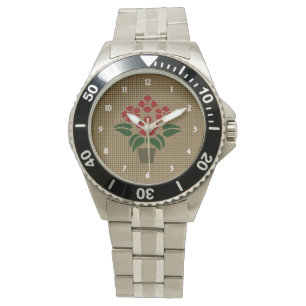 Gewebter roter Weihnachtsstern Armbanduhr