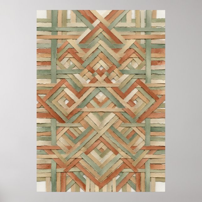 Gewebtes Korbgeflecht Geometrisches Muster Kunst Poster (Vorne)
