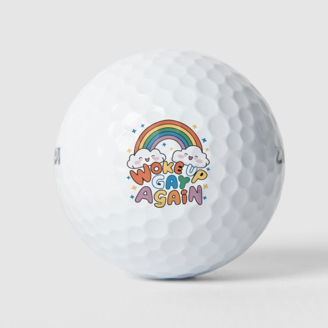 Geweckt Gay wieder LGBT Pride Monat Groovy Golfball (Vorderseite)