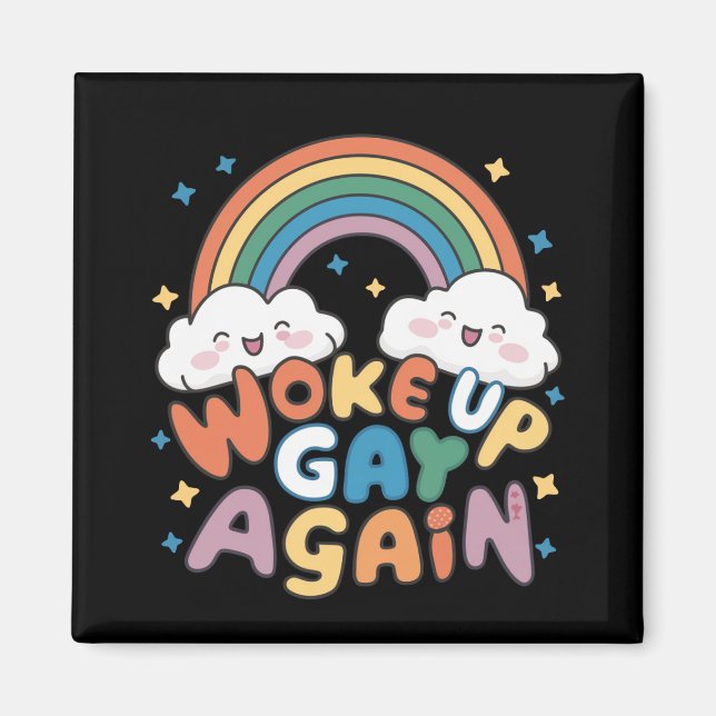 Geweckt Gay wieder LGBT Pride Monat Groovy Magnet (Vorne)