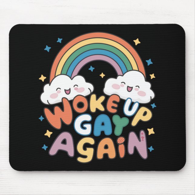 Geweckt Gay wieder LGBT Pride Monat Groovy Mousepad (Vorne)