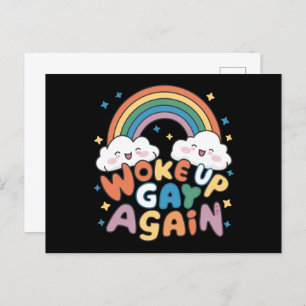 Geweckt Gay wieder LGBT Pride Monat Groovy Postkarte