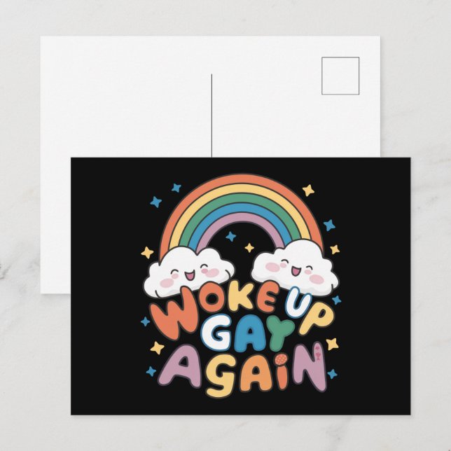 Geweckt Gay wieder LGBT Pride Monat Groovy Postkarte (Vorne/Hinten)