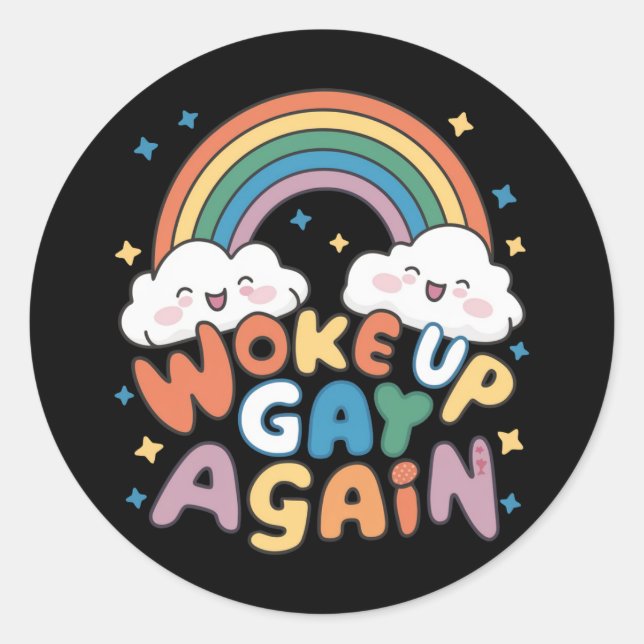 Geweckt Gay wieder LGBT Pride Monat Groovy Runder Aufkleber (Vorderseite)