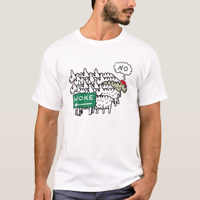Geweckt Joe Biden Spaß Funny Sheep Trump T-Shirt (Vorderseite)