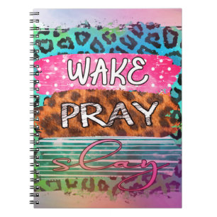 Geweckt Slay Pray Leopard Print Spiral Foto Notebo Notizblock