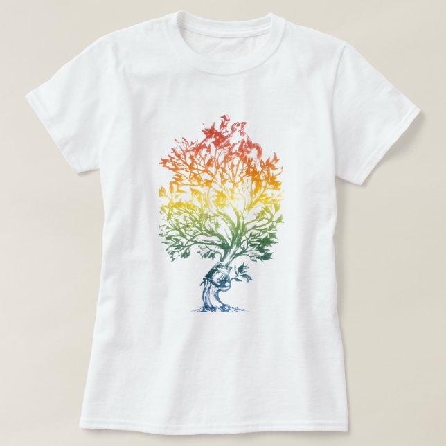 Gewehr-Baum-Bild T-Shirt (Design vorne)