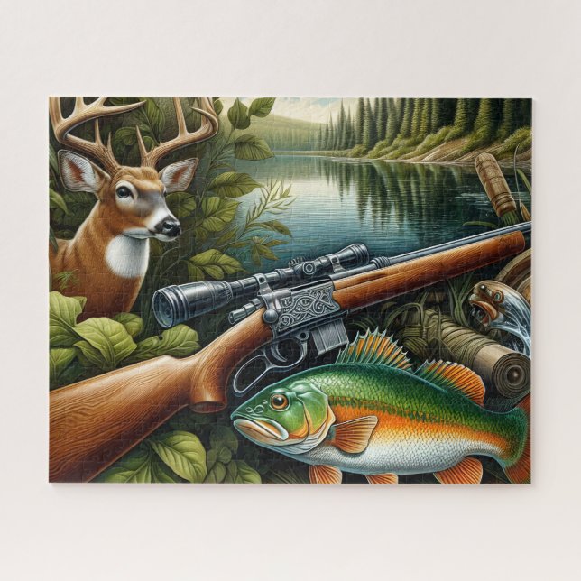 Gewehr Jagd Angeln See Puzzle (Horizontal)