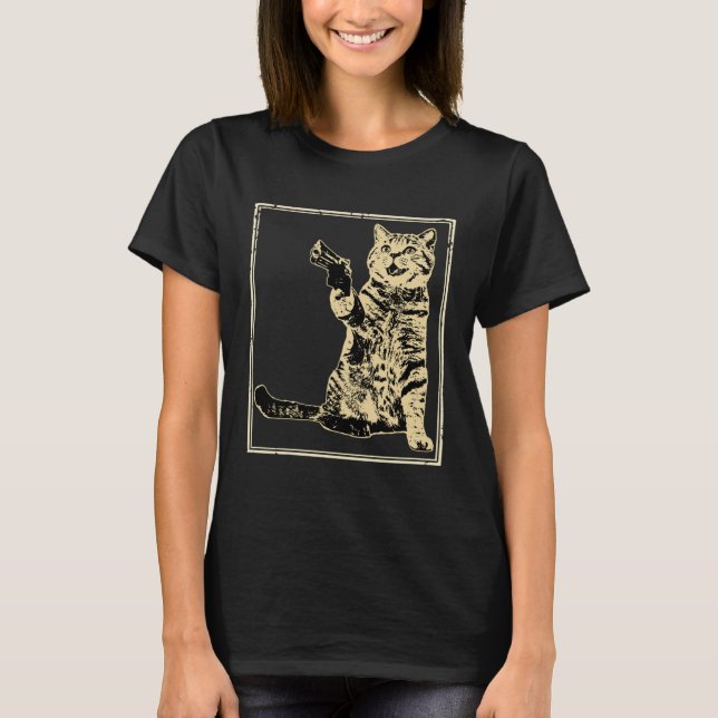 Gewehr-Kitty Katze 1 T-Shirt (Vorderseite)