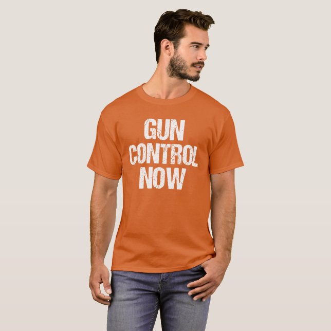 Gewehr-Kontrollen-jetzt Orange T-Shirt (Vorne ganz)